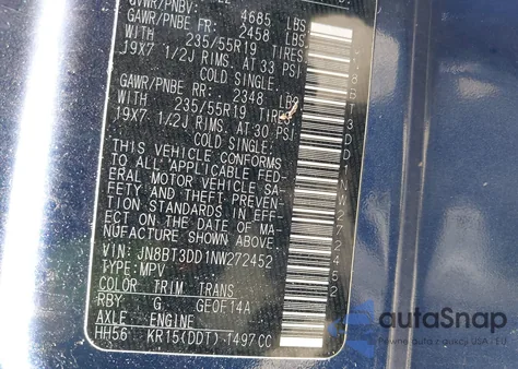 2022 Nissan Rogue Platinum Intelligent Awd z USA, uszkodzony, nr VIN JN8BT3DD1NW272452